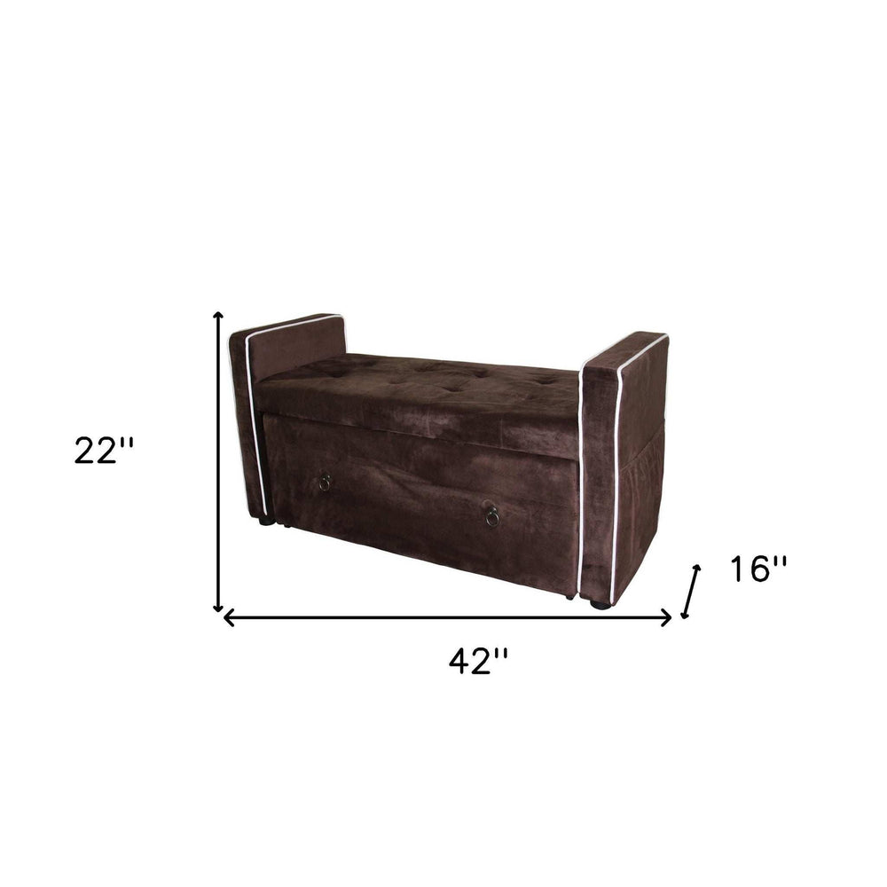 Brown Suede Shoe Storage Bench with Drawer - Homeroots - Flyclothing LLC