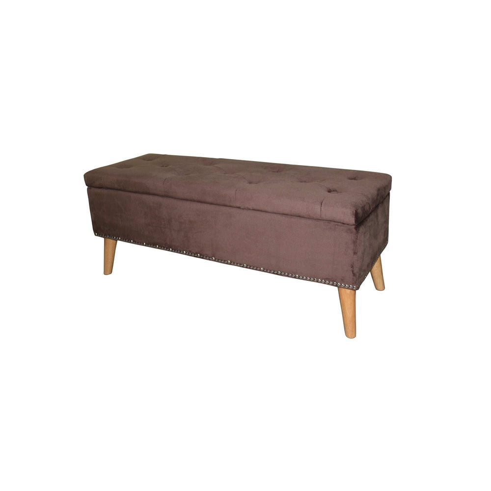 Cozy Brown Suede Storage Bench - Homeroots - Flyclothing LLC