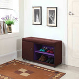 Brown and Purple Tufted Shoe Storage Bench - Homeroots - Flyclothing LLC