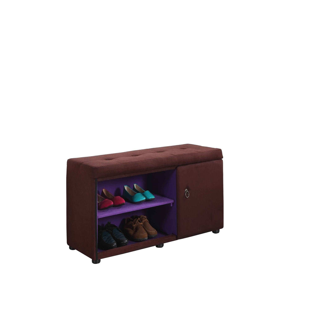 Brown and Purple Tufted Shoe Storage Bench - Homeroots - Flyclothing LLC