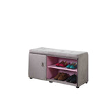 Light Gray and Pink Tufted Shoe Storage Bench - Homeroots - Flyclothing LLC