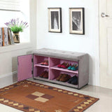 Light Gray and Pink Tufted Shoe Storage Bench - Homeroots - Flyclothing LLC