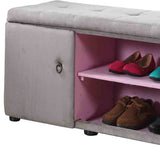 Light Gray and Pink Tufted Shoe Storage Bench - Homeroots - Flyclothing LLC