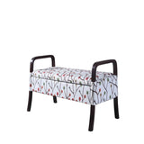 17" Dark Brown And Blue Upholstered 100% Polyester Floral Entryway Bench With Flip Top - Homeroots