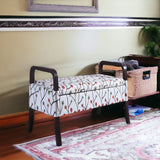17" Dark Brown And Blue Upholstered 100% Polyester Floral Entryway Bench With Flip Top - Homeroots