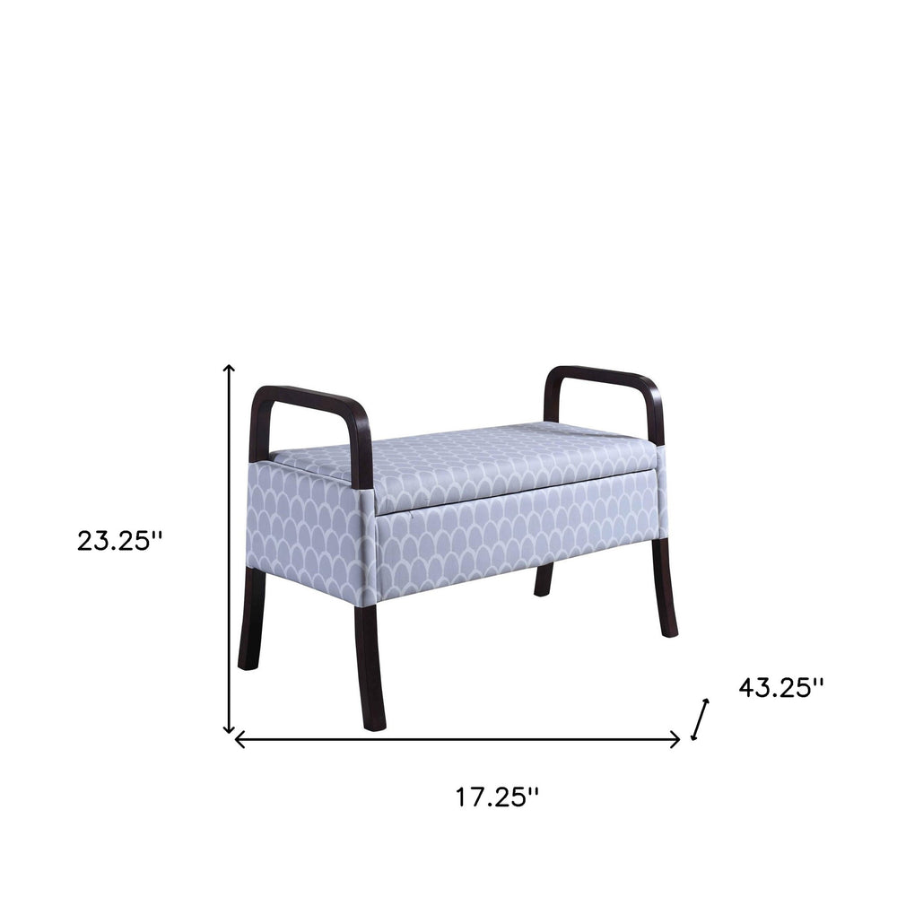 17" Black And Gray Upholstered 100% Polyester Trellis Entryway Bench With Flip Top - Homeroots - Flyclothing LLC