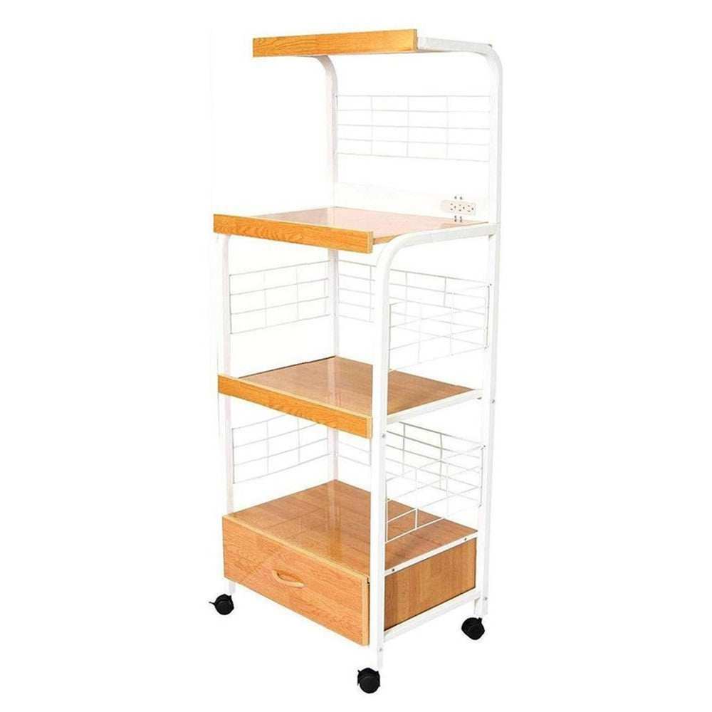 Mod White and Natural Microwave Kitchen Cart - Homeroots - Flyclothing LLC