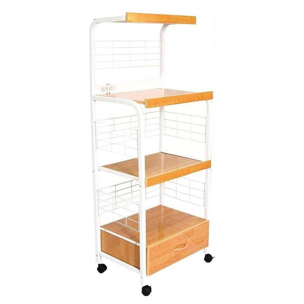 Mod White and Natural Microwave Kitchen Cart - Homeroots - Flyclothing LLC
