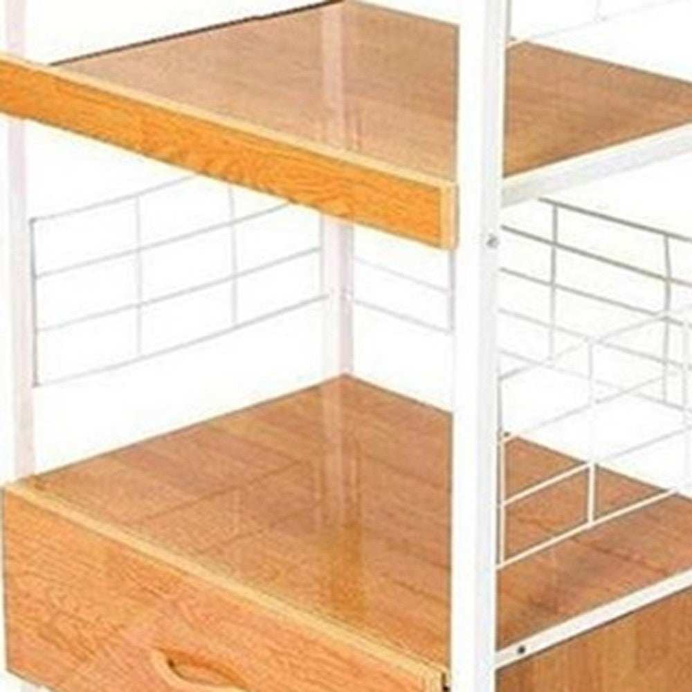 Mod White and Natural Microwave Kitchen Cart - Homeroots - Flyclothing LLC