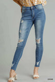 Umgee Distressed Skinny Jeans with Edge Detail - Trendsi - Flyclothing LLC