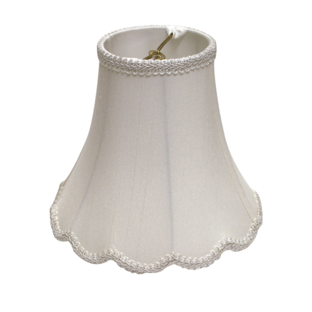 14" White Slanted Scallop Bell Monay Shantung Lampshade - Homeroots