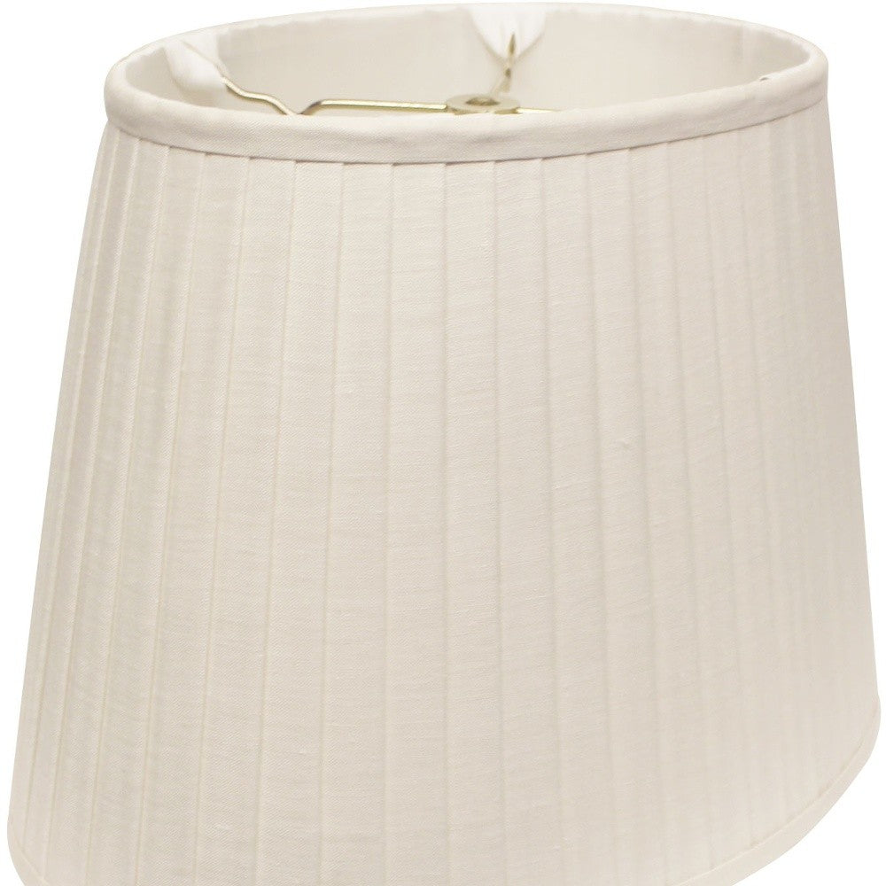 14" White Slanted Oval Linen Lampshade - Homeroots - Flyclothing LLC