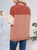 Color Block Round Neck Long Sleeve Sweatshirt - Trendsi - Flyclothing LLC