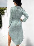 Button Down Printed Long Sleeve Shirt Dress - Trendsi - Flyclothing LLC