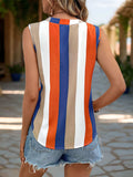 Color Block Notched Sleeveless Top - Trendsi - Flyclothing LLC