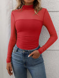 Mock Neck Long Sleeve Top - Trendsi - Flyclothing LLC