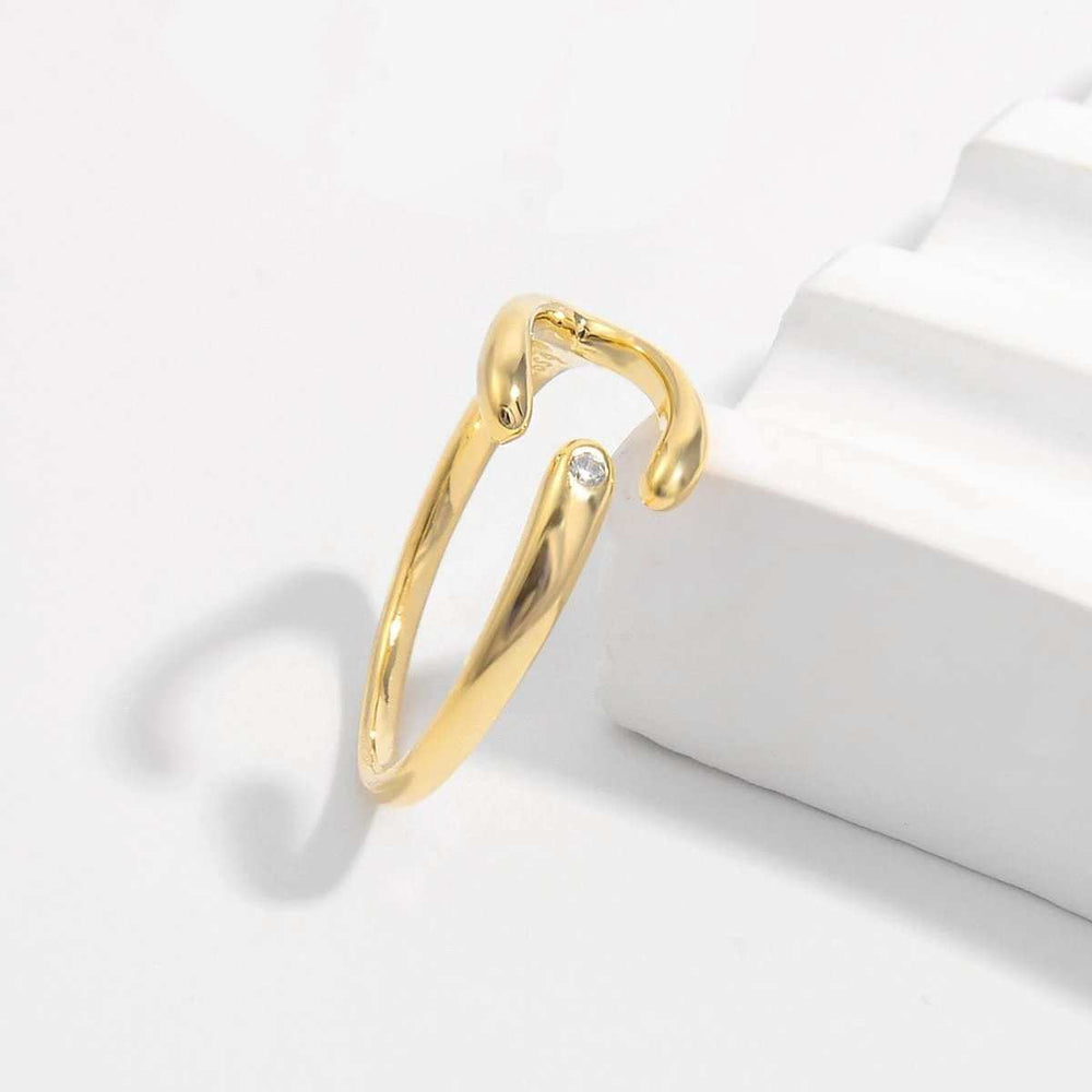 925 Sterling Silver Inlaid Zircon Open Ring - Trendsi - Flyclothing LLC