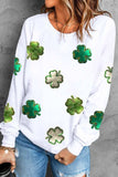 Lucky Clover Round Neck Long Sleeve Sweatshirt - Trendsi - Flyclothing LLC