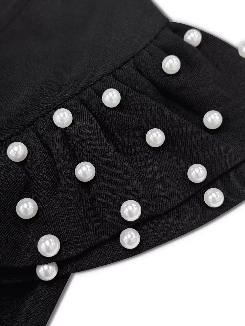 Pearl Embellished Shoulder Zip Up Jacket - Trendsi - Flyclothing LLC