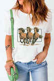Texas Horse Graphic Cuffed Sleeve T Shirt - Trendsi - Flyclothing LLC