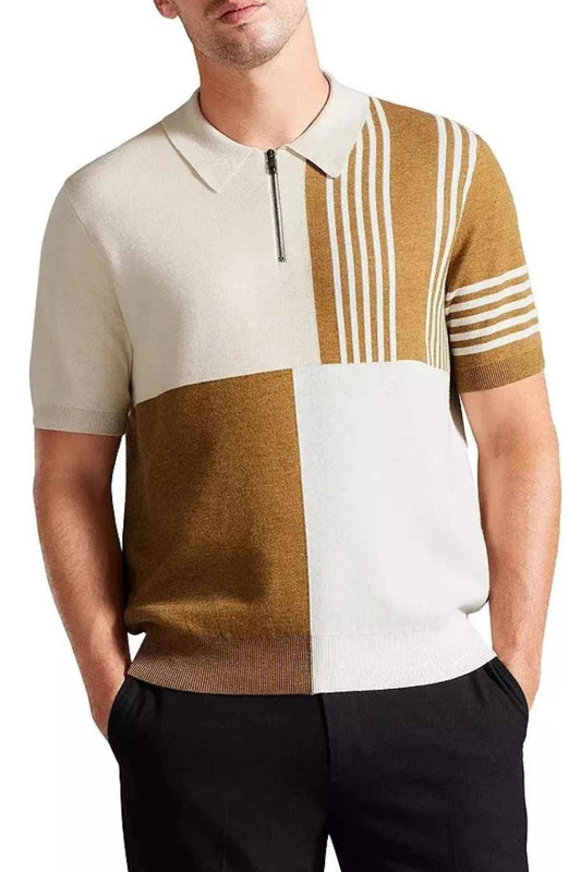 Men's Plus Size Color Block Short Sleeve Polo - Trendsi - Flyclothing LLC