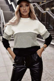 Striped Color Block Long Sleeve Knit Top - Trendsi - Flyclothing LLC