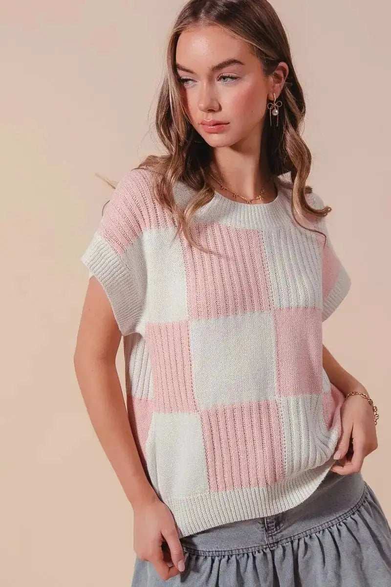 SO ME Check Plaid Casual Sweater Top - Trendsi - Flyclothing LLC