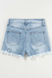 Distressed Raw Hem High Waist Denim Shorts - Trendsi - Flyclothing LLC