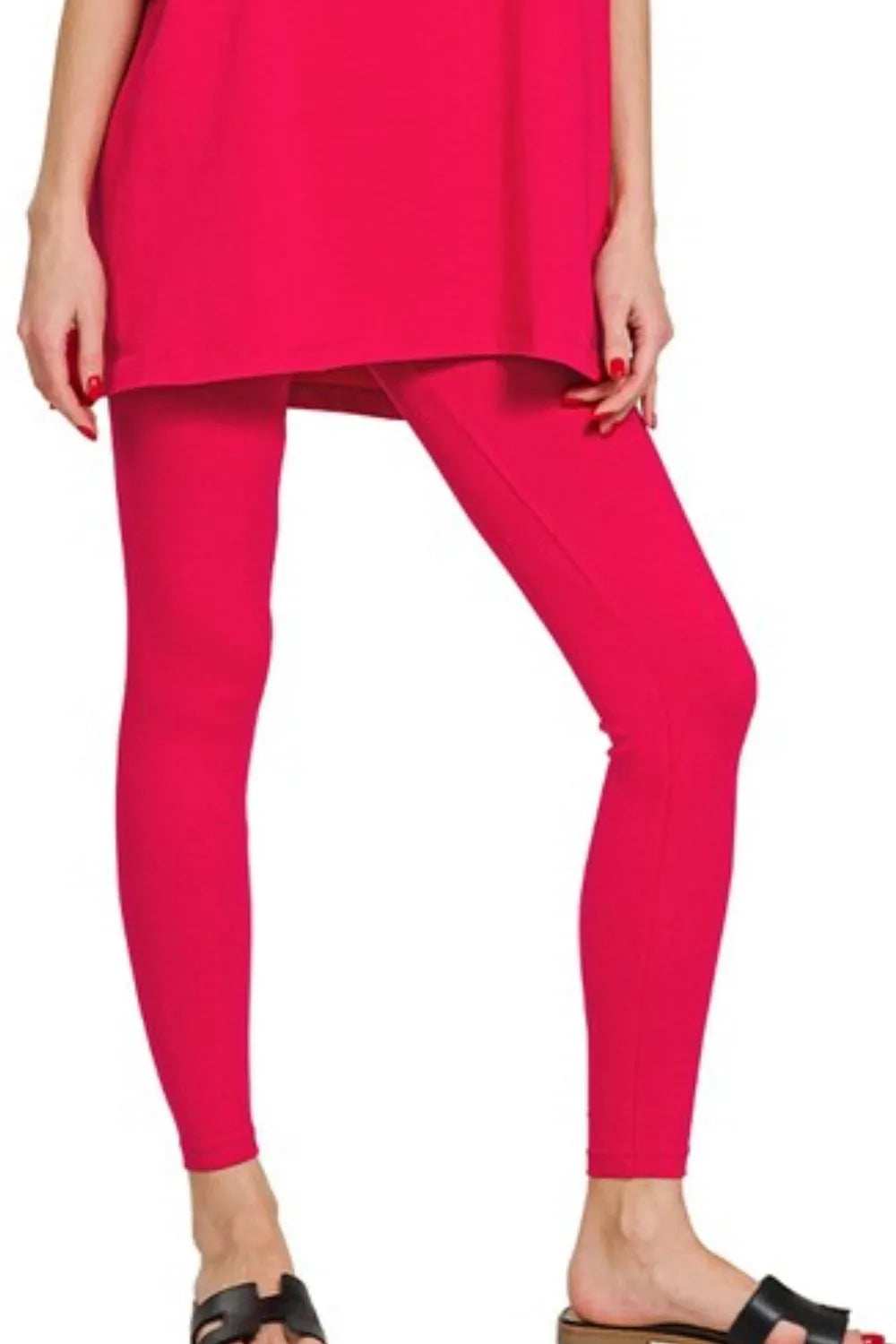 Zenana Cotton Round Neck Top & Legging Set - Trendsi - Flyclothing LLC