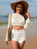 Openwork Long Sleeve Cover-Up - Trendsi - Flyclothing LLC