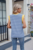 Contrast Striped Round Neck T-Shirt - Trendsi - Flyclothing LLC