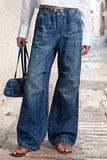 Drawstring Waist Wide Leg Shirred Jeans - Trendsi - Flyclothing LLC