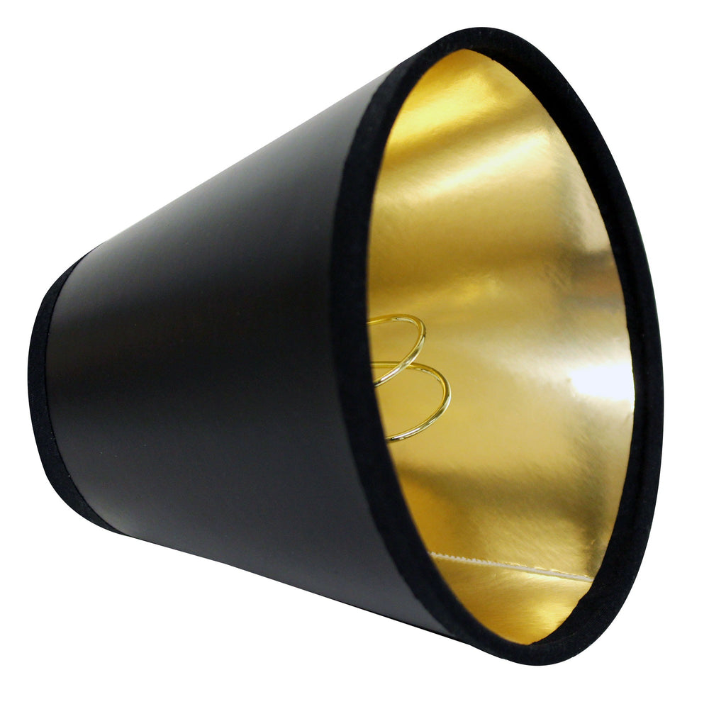 4" Black with Gold Set of 6 Chandelier Parchment Lampshadess - Homeroots - Flyclothing LLC