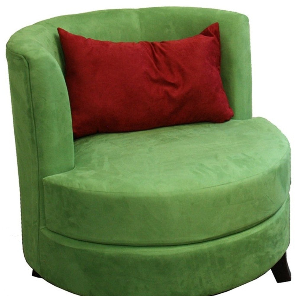 31" Green Microfiber Retro Round Accent Chair with Contrast Pillow - Homeroots
