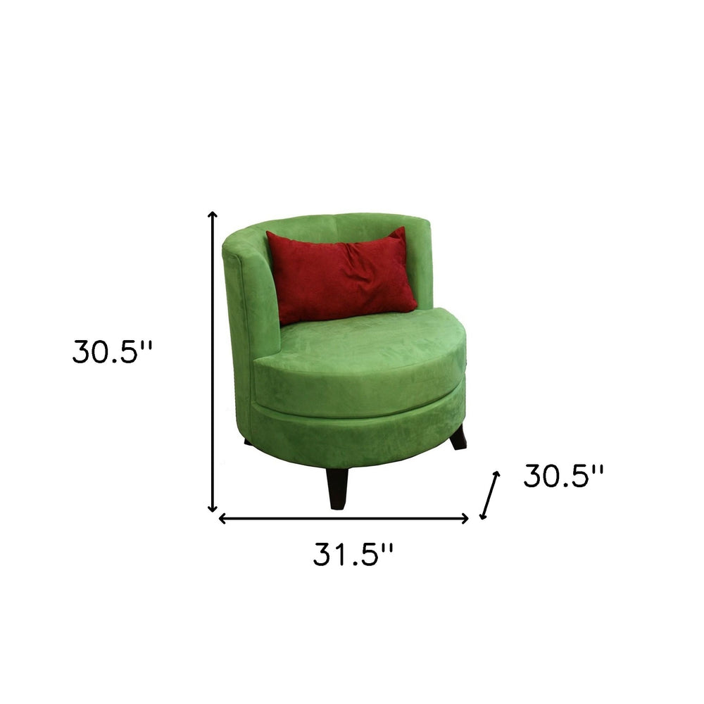 31" Green Microfiber Retro Round Accent Chair with Contrast Pillow - Homeroots