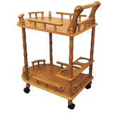 Oak Irregular Rolling Bar Cart With Wine Storage - Homeroots - Flyclothing LLC