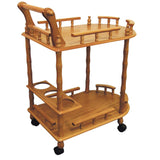 Oak Irregular Rolling Bar Cart With Wine Storage - Homeroots - Flyclothing LLC