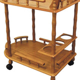 Oak Irregular Rolling Bar Cart With Wine Storage - Homeroots - Flyclothing LLC