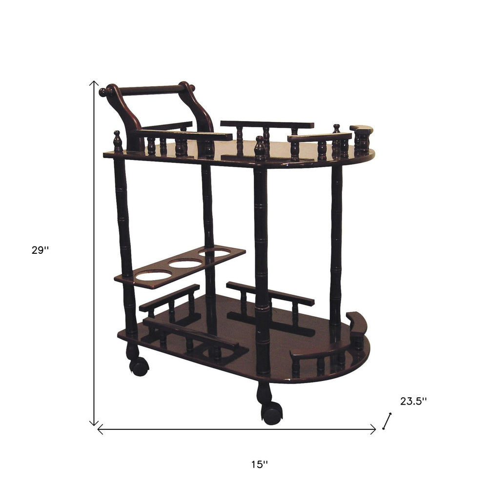 24" Dark Brown Rolling Bar Cart - Homeroots - Flyclothing LLC