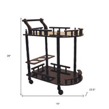 24" Dark Brown Rolling Bar Cart - Homeroots - Flyclothing LLC