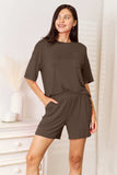 Basic Bae Bamboo Full Size Round Neck Drop Shoulder T-Shirt and Shorts Set - Trendsi - Flyclothing LLC