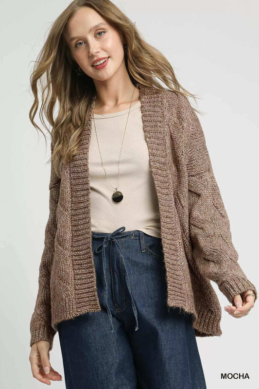 Umgee Chunky Cable Knit Open Front Cardigan - Trendsi - Flyclothing LLC