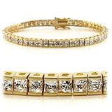47101 - Gold Brass Bracelet with AAA Grade CZ in Clear - Alamode - Flyclothing LLC