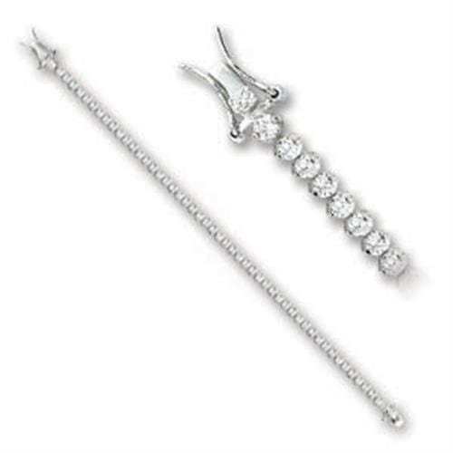 47103 - Rhodium Brass Bracelet with AAA Grade CZ in Clear - Alamode - Flyclothing LLC