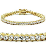47104 - Gold Brass Bracelet with AAA Grade CZ in Clear - Alamode - Flyclothing LLC