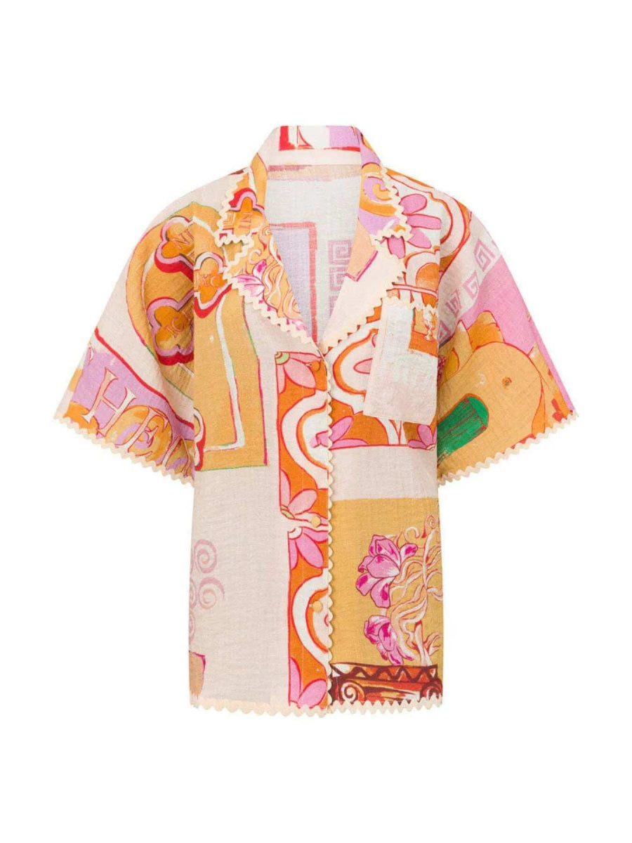 Printed Button Up Shirt and Shorts Set - Trendsi - Flyclothing LLC