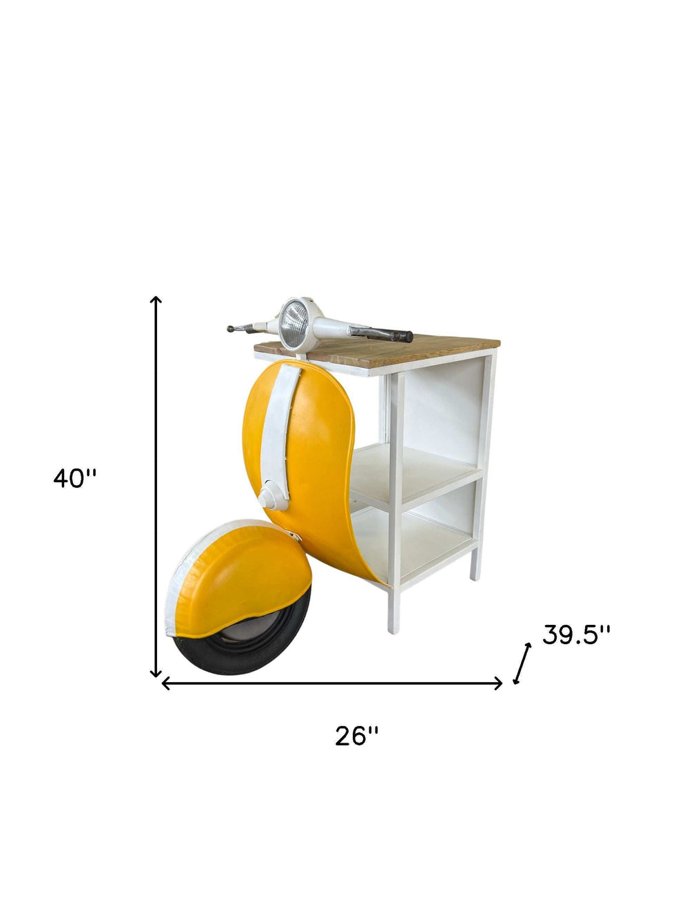 Yellow Wood And Metal Mini Scooter End or Side Table - Homeroots - Flyclothing LLC