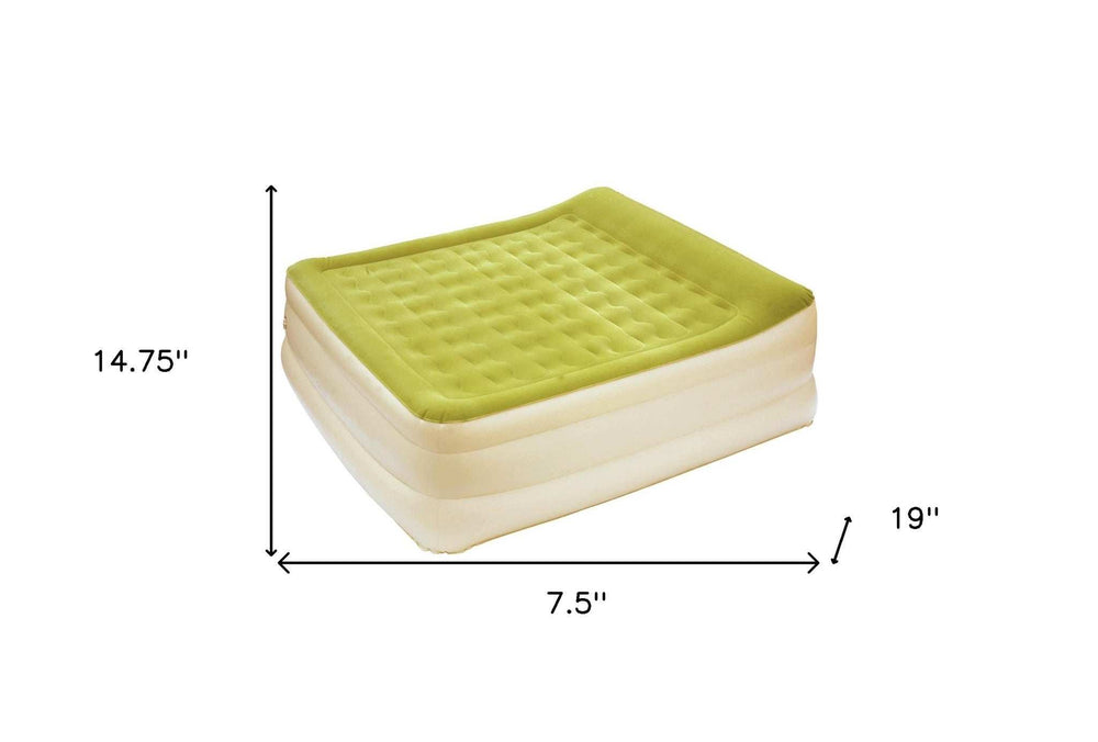 Raised Head Moss Green Inflatable Queen Size Bed Mattress - Homeroots - Flyclothing LLC