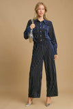 Umgee Full Size Elastic Waist Striped Wide Leg Velvet Pants - Trendsi - Flyclothing LLC