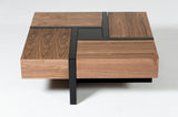 39" Brown and Black and Black Square Coffee Table with Four Drawers - Homeroots